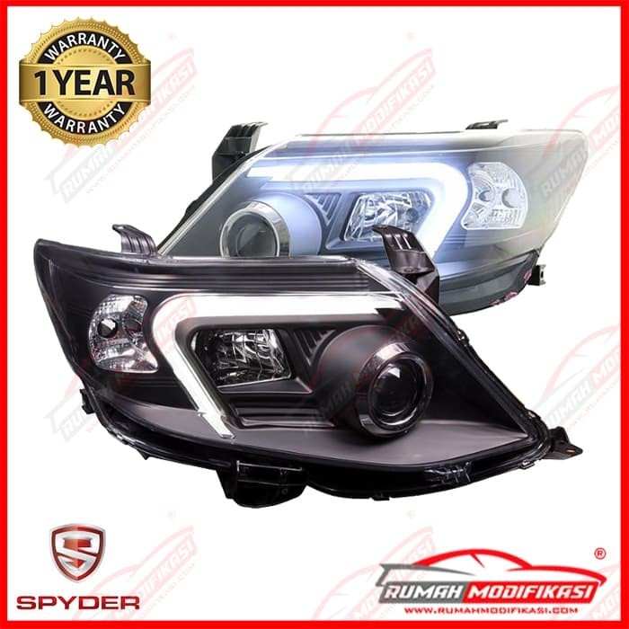 HEADLAMP LAMPU DEPAN FORTUNER 2011 2012 2013 2014 2015 BLACK LIGHTBAR