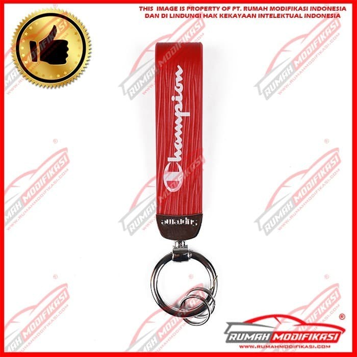 GANTUNGAN KUNCI - KEY CHAIN - RED RUBBER - CHAMPION