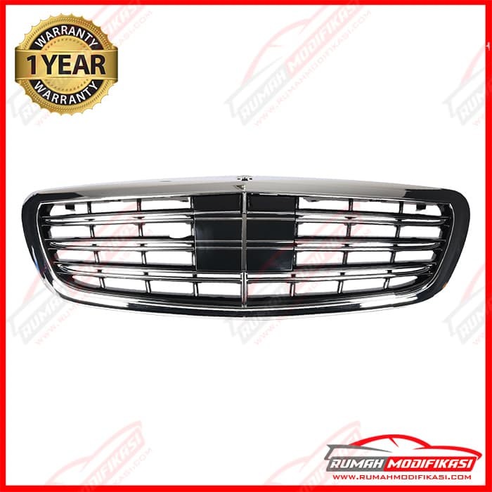 GRILL - BENZ W222 S-CLASS 2013-2018 - MAYBACH STYLE - BLACK - CHROME
