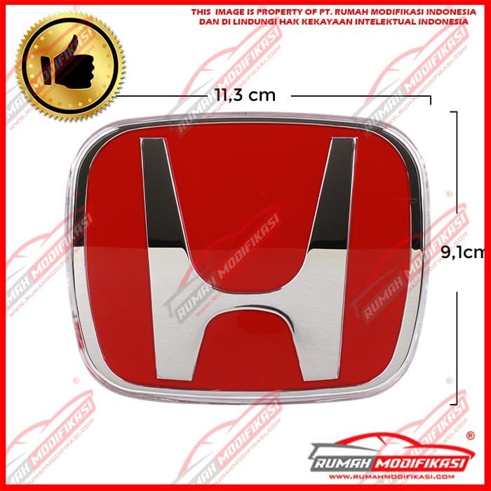 EMBLEM - LOGO - RED HONDA 11,3CM X 9,1CM - 75700-SNW-003