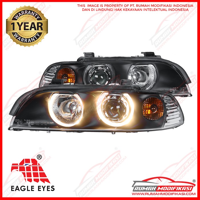 HEADLAMP - BMW E39 1996-2002 - ANGEL EYES - PROJECTOR - BLACK