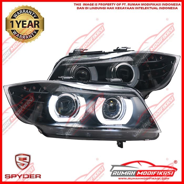 HEADLAMP - BMW E90 LCI 2009 - SONAR - ANGEL EYES - LED - BLACK