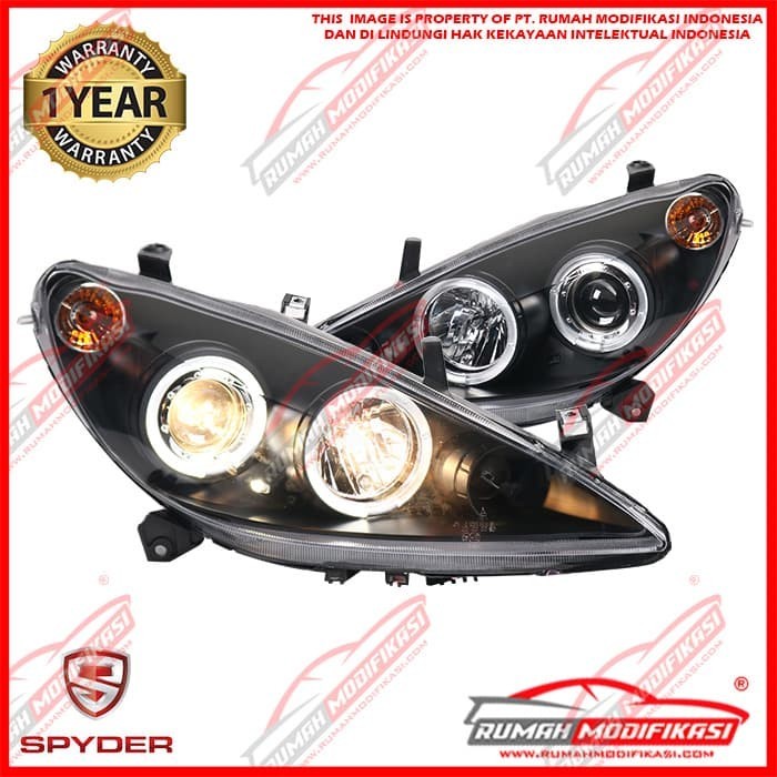 HEADLAMP - PEUGEOT 307 2002-2007 - ANGEL EYES - PROJECTOR - BLACK