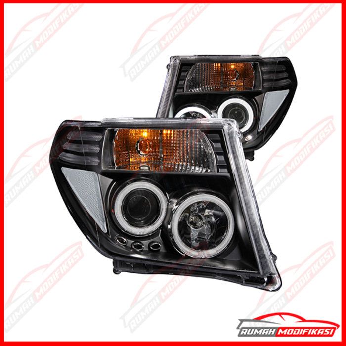 HEAD LAMP NISSAN NAVARA 2005-2012 - ANGEL EYES - BLACK