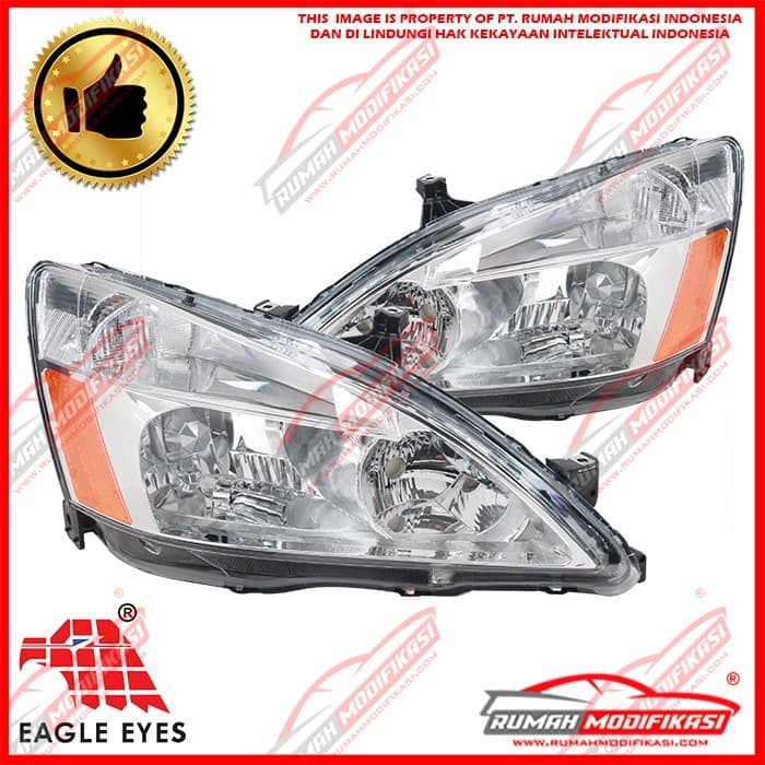 HEADLAMP - HONDA ACCORD CM3 2003-2007 - CHROME - ONE PIECE - OE - US