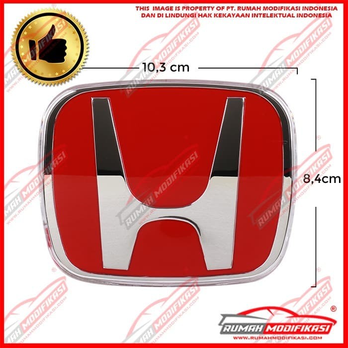 EMBLEM - LOGO - RED HONDA 10,3CM X 8,4CM - 35114-TOA-H11