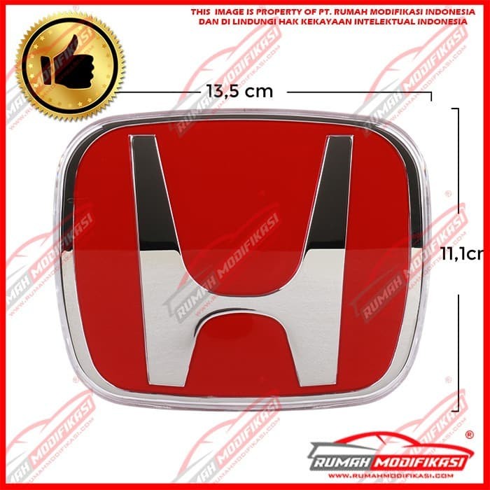 EMBLEM - LOGO - RED HONDA 13,5CM X 11,1CM - 75701-SLJ-003