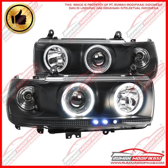 HEAD LAMP - TOYOTA LAND CRUISER VX80 90-98 - SONAR - HALO RIM - BLACK