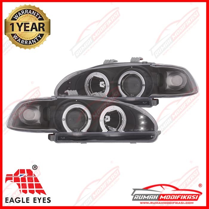 HEAD LAMP - HONDA CIVIC ESTILO 1992 - 1995 - EAGLEEYES - BLACK