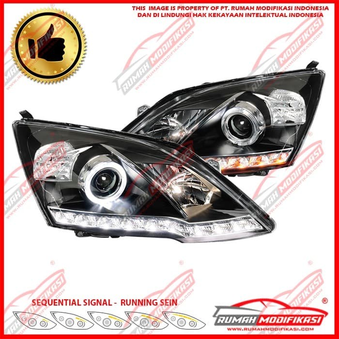 HEAD LAMP - HONDA CRV GEN3 2007-2011 - ANGEL EYES -SEQUENTIAL SIGNAL