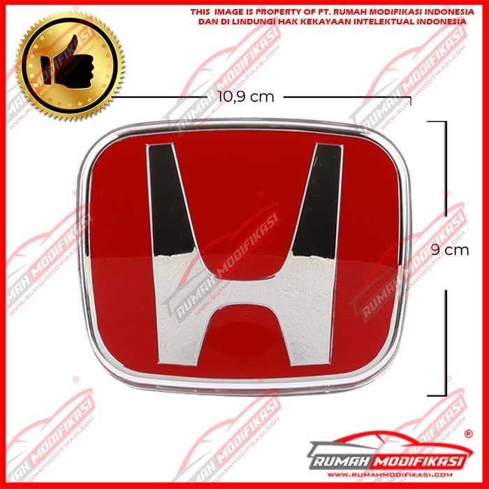 EMBLEM - LOGO - RED HONDA 10,9CM X 9CM - 75700-SYY-003