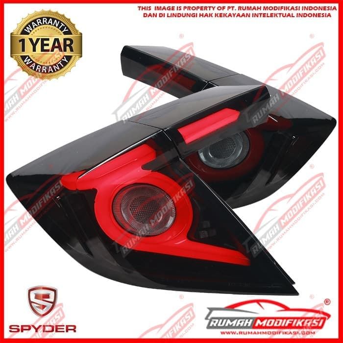 STOP LAMP - HONDA CIVIC 2016-2019 HATCHBACK - RED BAR - SEQUENTIAL BLACK