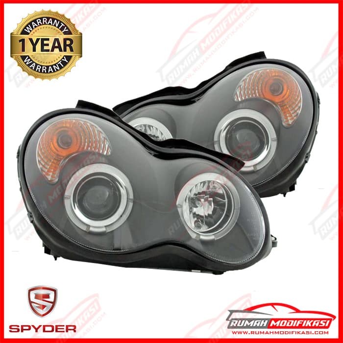 HEAD LAMP - W203 C-CLASS 2000-2007 - PROJECTOR - BLACK - ANGLE EYES