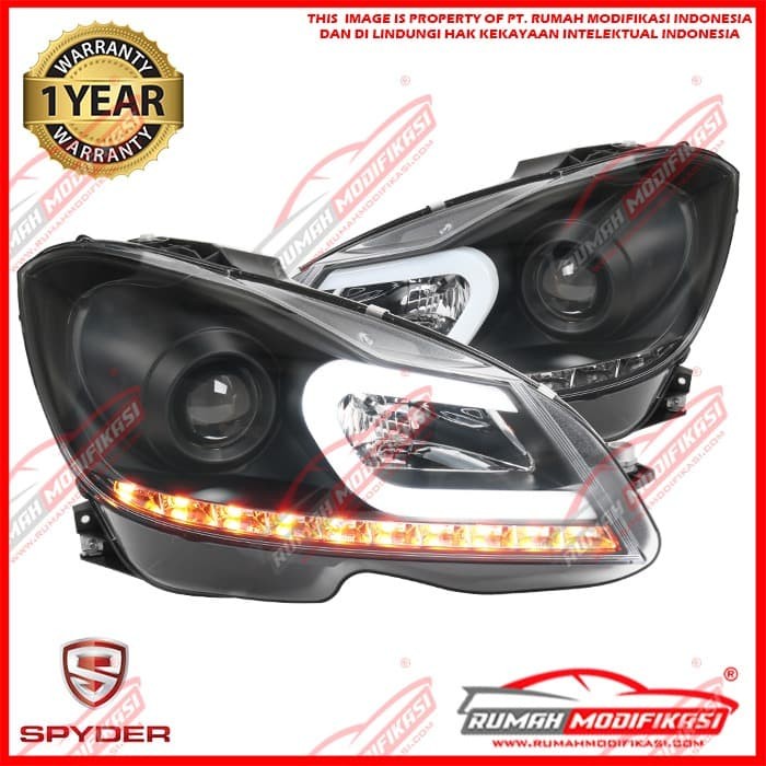 HEADLAMP MERCEDES BENZ W204 C-CLASS 2011-2014 - LIGHT BAR - BLACK