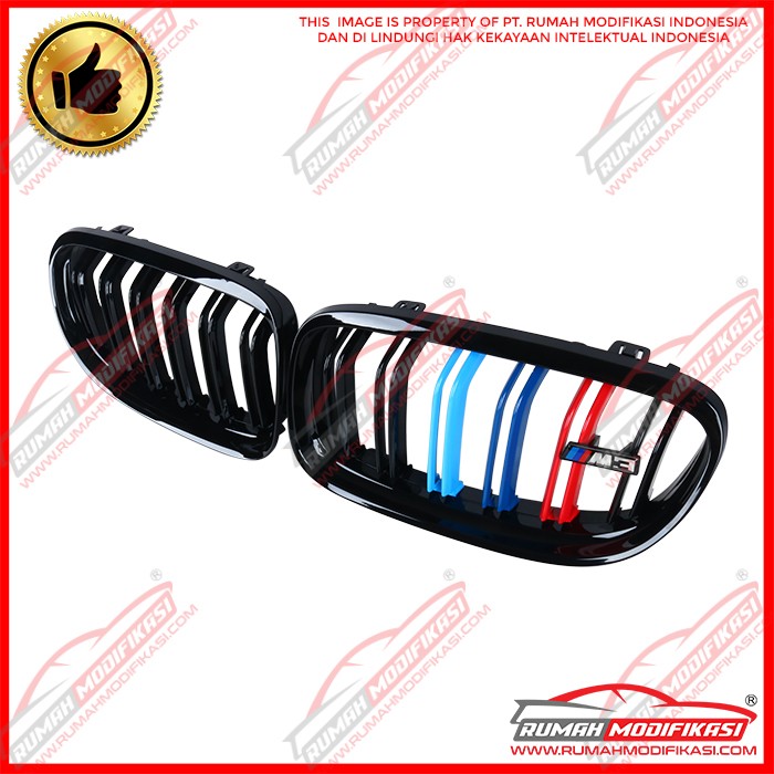GRILL - BMW F30 2012-2018 - DOUBLE SLATE - GLOSS - M3 STYLE - STRIPES