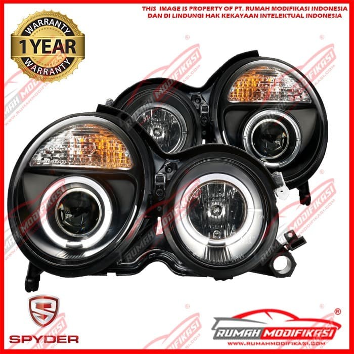 HEADLAMP - BENZ W210 1999-2000 - SONAR - PROJECTOR - ANGELEYES - BLACK