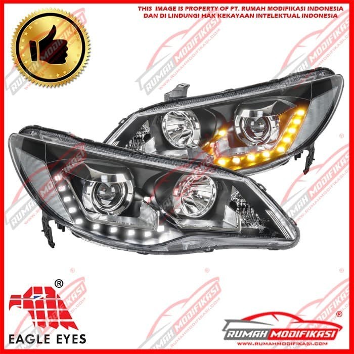 HEAD LAMP - HONDA CIVIC FD 2006-2011 - EAGLEEYES - LED - SEQUENTIAL