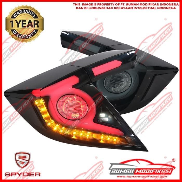 STOP LAMP - HONDA CIVIC 2016-2019 HATCHBACK - WHITE BAR -SMOKE - SEQUENTIAL