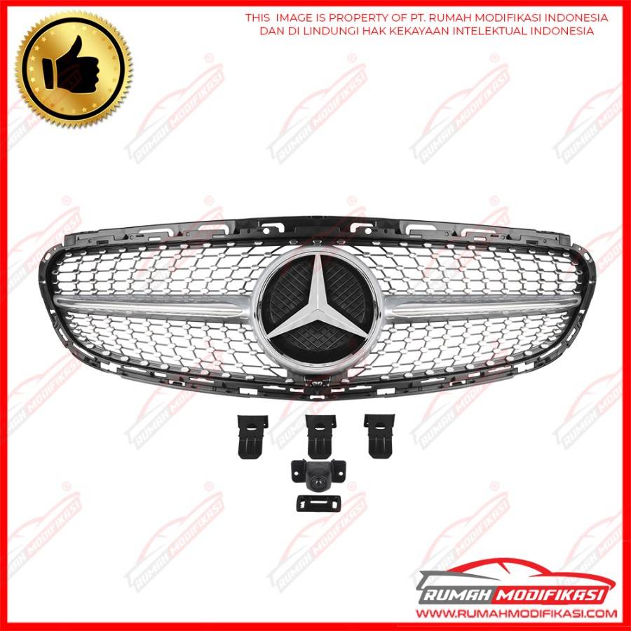 GRILL - BENZ W212 E-CLASS 2014-2016 - CHROME - WITH CAMERA