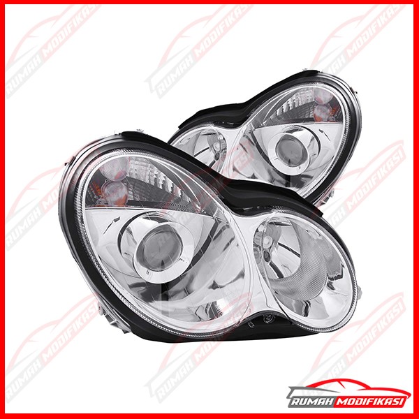 HEAD LAMP - W203 C-CLASS 2000-2007 - EAGLEEYES - PROJECTOR - CHROME