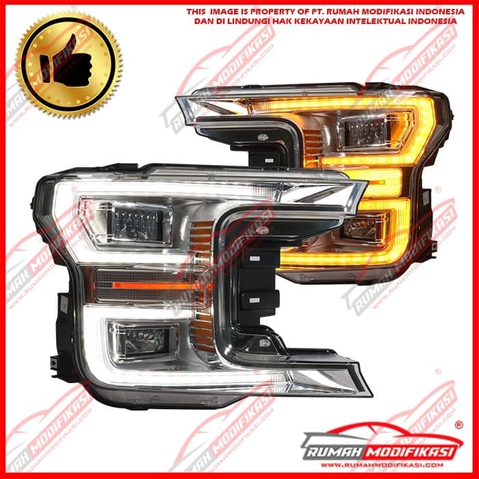 HEADLAMP - FORD F150 2017-2020 - CHROME - LIGHT BAR - SEQUENTIAL SIGNAL