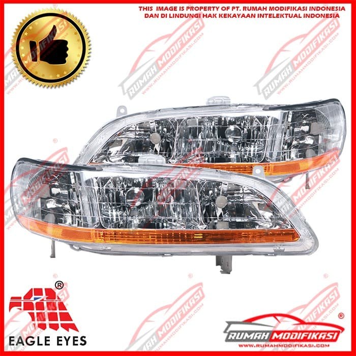 HEADLAMP - HONDA ACCORD 1998-2002 - CHROME - ONE PIECE - OE - US STYLE
