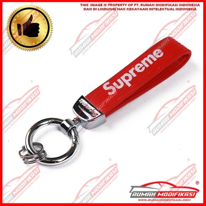 GANTUNGAN KUNCI - KEY CHAIN - RED RUBBER - SUPREME