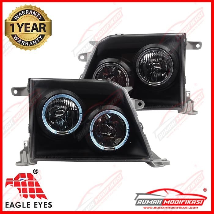 HEAD LAMP - TOYOTA PRADO FJ90 1997-2002 - ANGELEYES - LED - BLACK