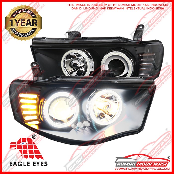 HEAD LAMP MITSUBISHI TRITON 2005-2014 - EAGLEEYES - ANGEL EYES
