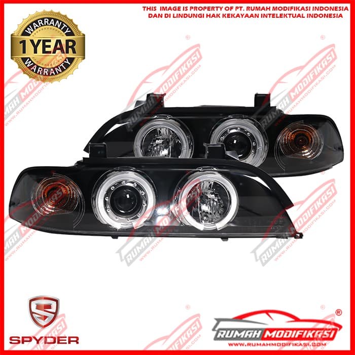 HEADLAMP - BMW E39 1995-2003 - SONAR - ANGEL EYES - PROJECTOR - BLACK