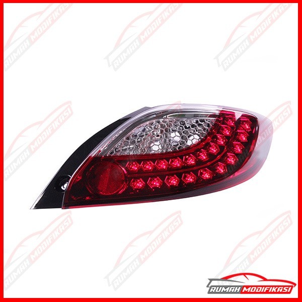 LAMPU BELAKANG MAZDA 2 '09-14' - LED - RED CLEAR