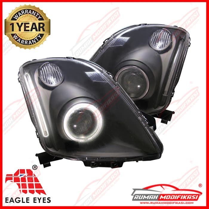 HEADLAMP - SUZUKI SWIFT 2004-2010 - BI-PROJECTOR - HALO - BLACK