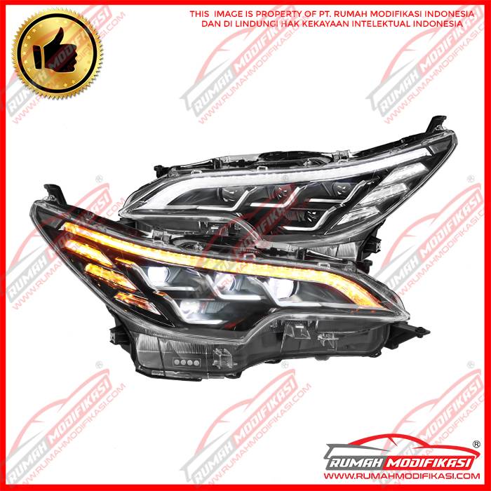 HEADLAMP - TOYOTA FORTUNER 2016-2019 - BLACK - LIGHTBAR - SEQUENTIAL
